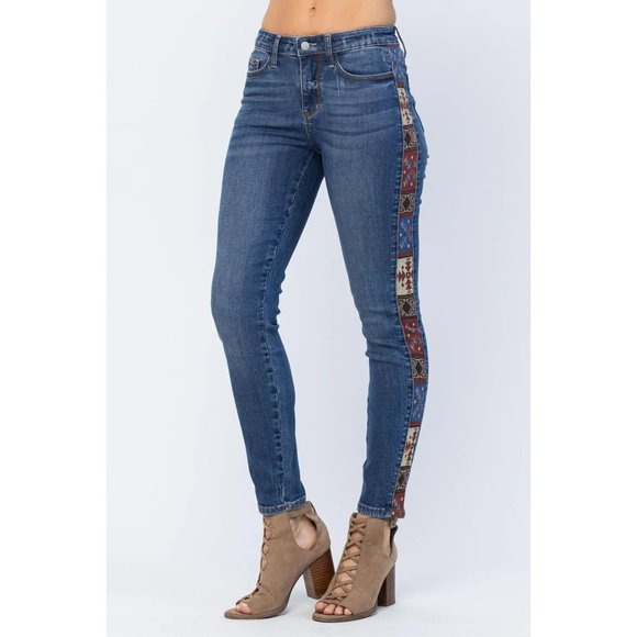 Judy Blue Western Print Mid Rise Relaxed Jeans - Picture 2 of 10